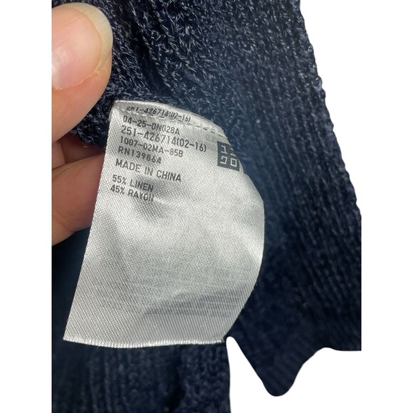 Ines de la Fressange Uniqlo Cardigan Open Knit Linen Sweater Navy Blue Womens‎ S - Picture 6 of 10